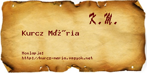 Kurcz Mária névjegykártya